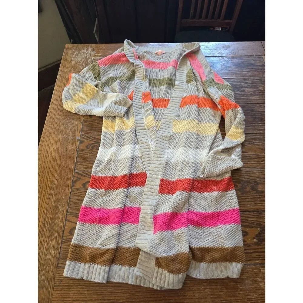 Lisa Todd Colorblock long cotton blend cardigan sz Large